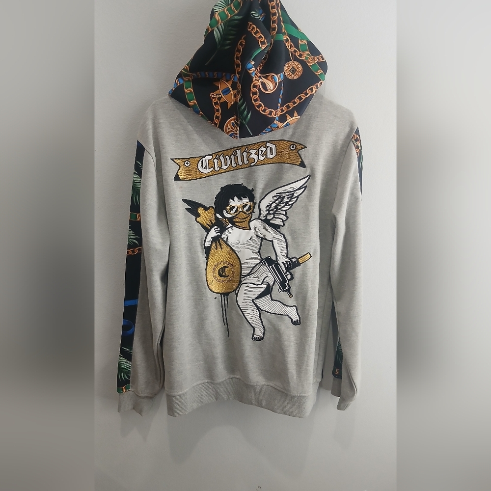 Civilized Mens Hoodie Graphic  Sweatshirt - Angel Graphic Size M